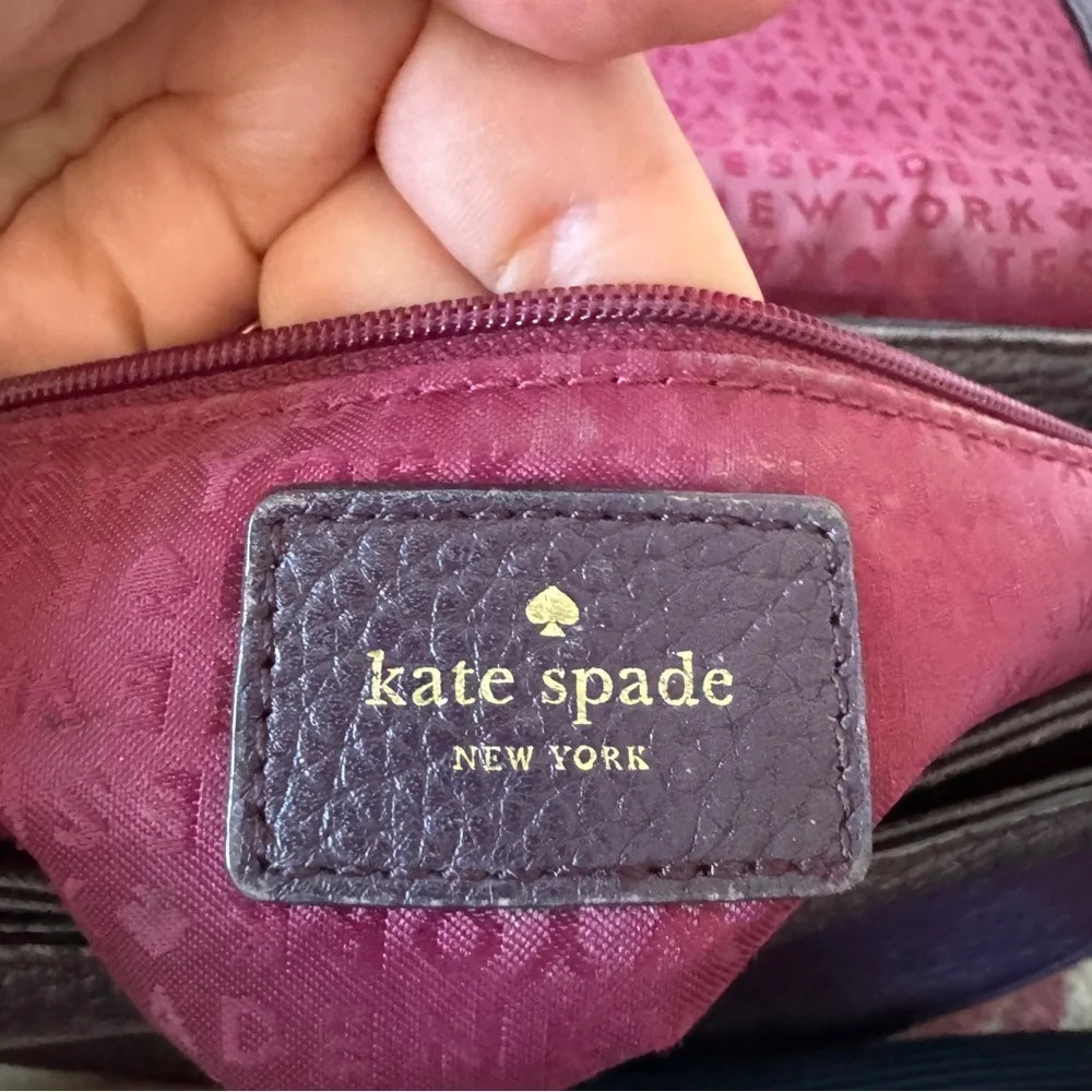 Kate Spade Oliver Street Logo Purse Dark Purple Leather Cross Body Bag - Picture 11 of 14